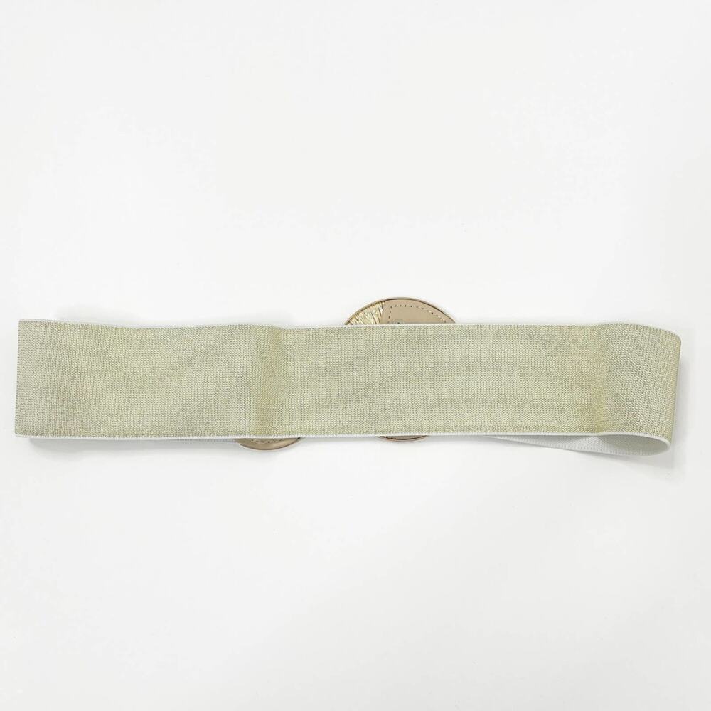 2/$30 NEW Elastic Wide Corset Safe Waist Belt Metallic Snap Buckle Beige Cinch… - Picture 6 of 10